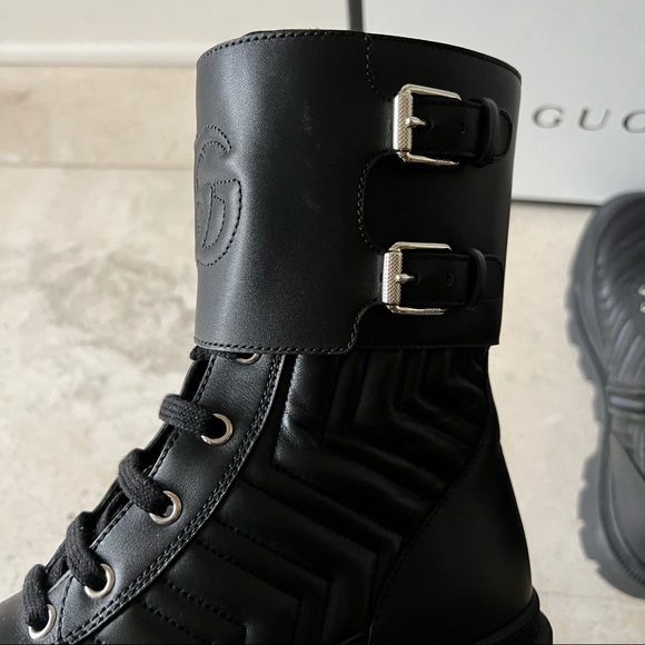 SOLD-GUCCI interlocking G combat boots 38.5 with box - Picture 5 of 8